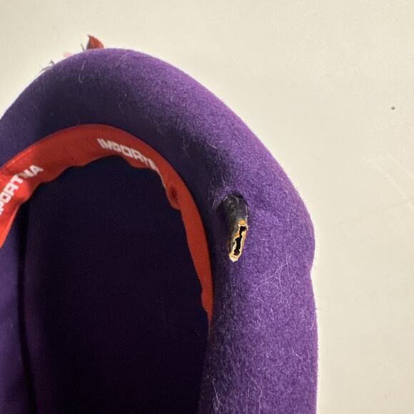 Vintage Importina Purple Wool Felt Hat With Red Feather - Picture 6 of 6